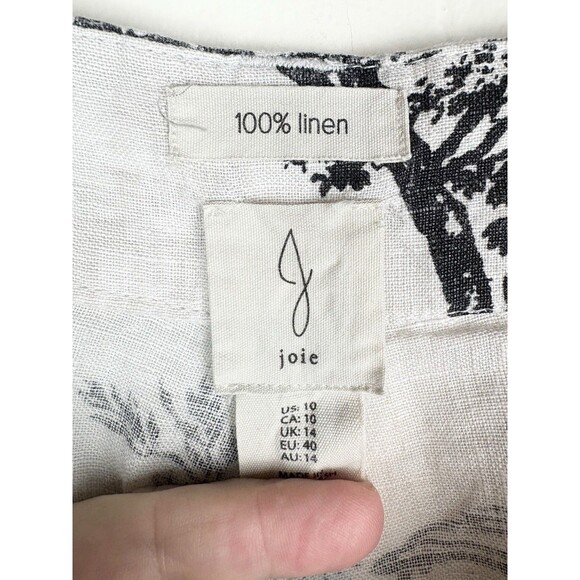 Joie Wide Leg Cropped 100% Linen Toile Black Pants, Size 10 - Picture 5 of 6